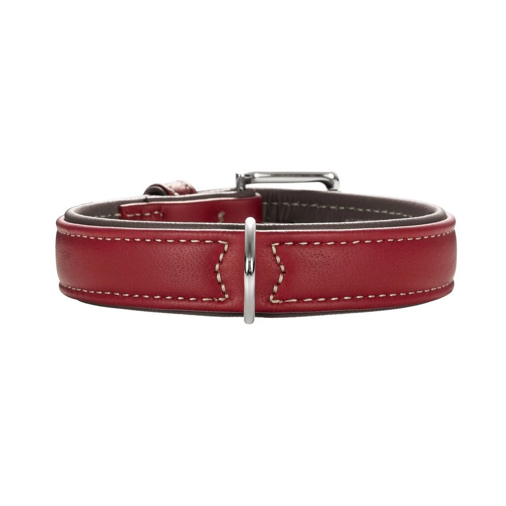 Hunter Hundehalsbånd læder Canada Elg Str.35 Rød - 24-30 cm